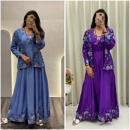 Floral Elegance Stylish Co-Ord Sets in Blue and Purple