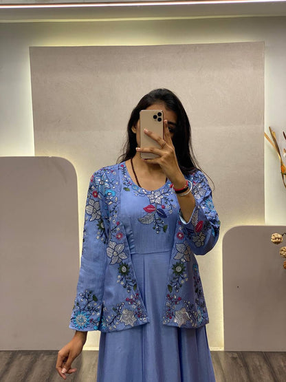 Floral Elegance Stylish Co-Ord Sets in Blue and Purple