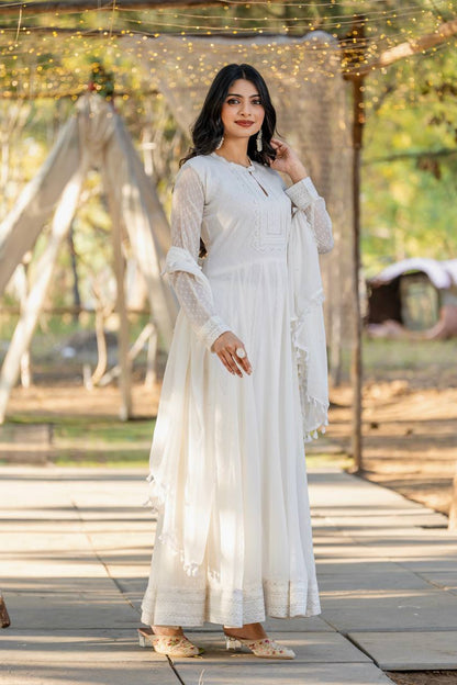 Zainab White crepe suit set