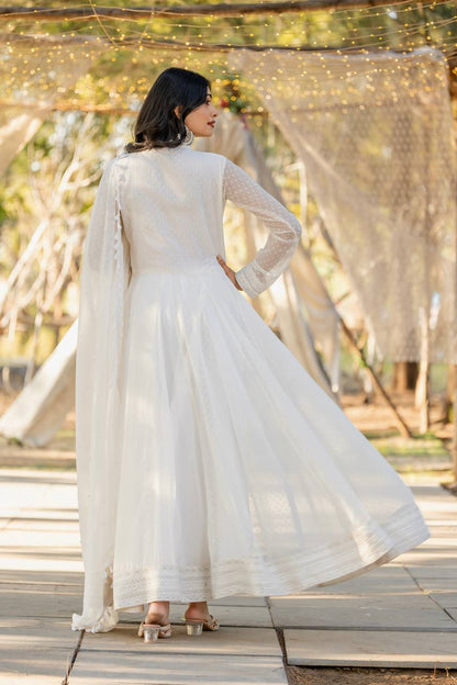 Zainab White crepe suit set