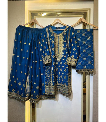Anika Party Wear Embroidered Sharara Set with Dupatta