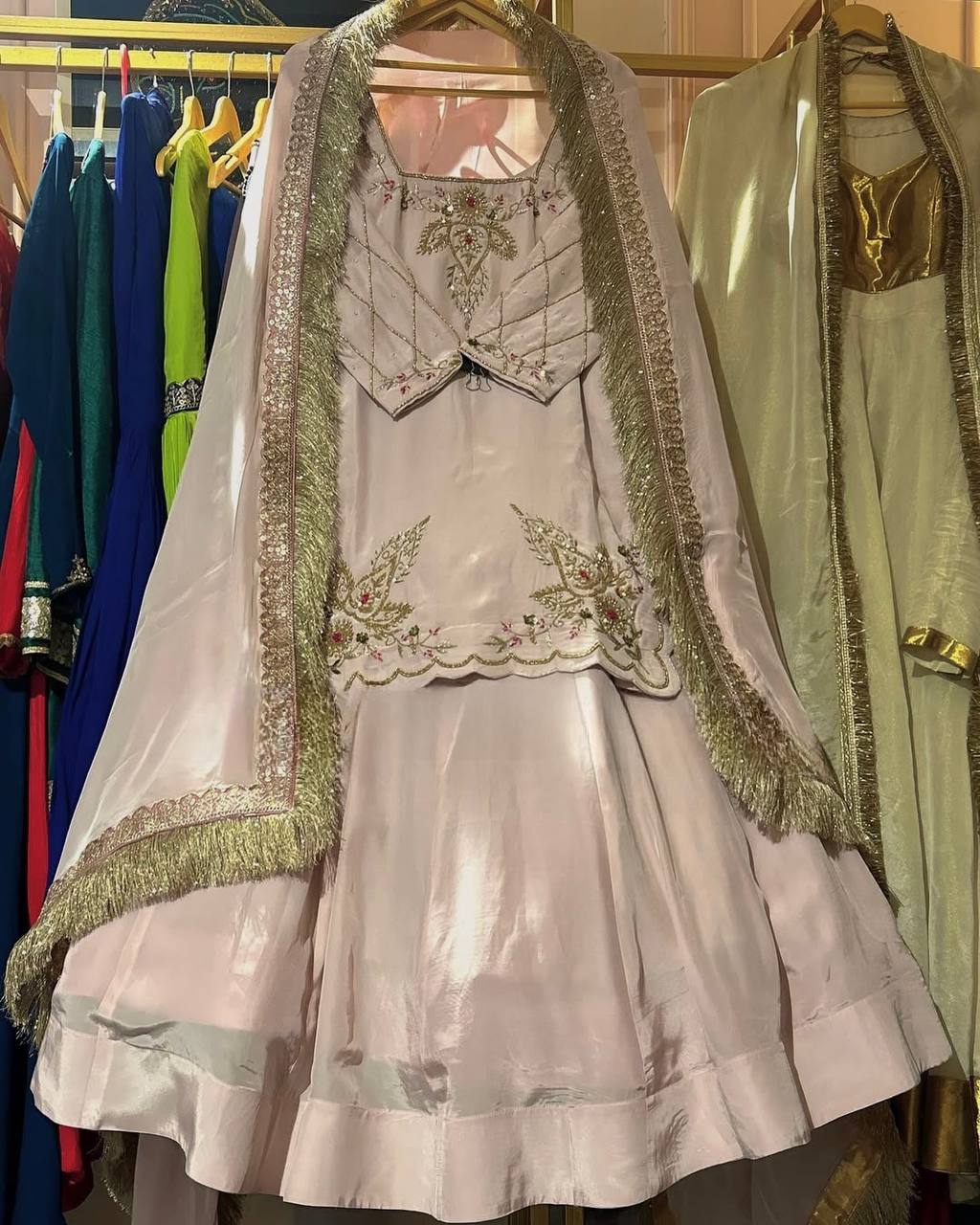 Luxury in Queens Green Embroidered Set with Dupatta