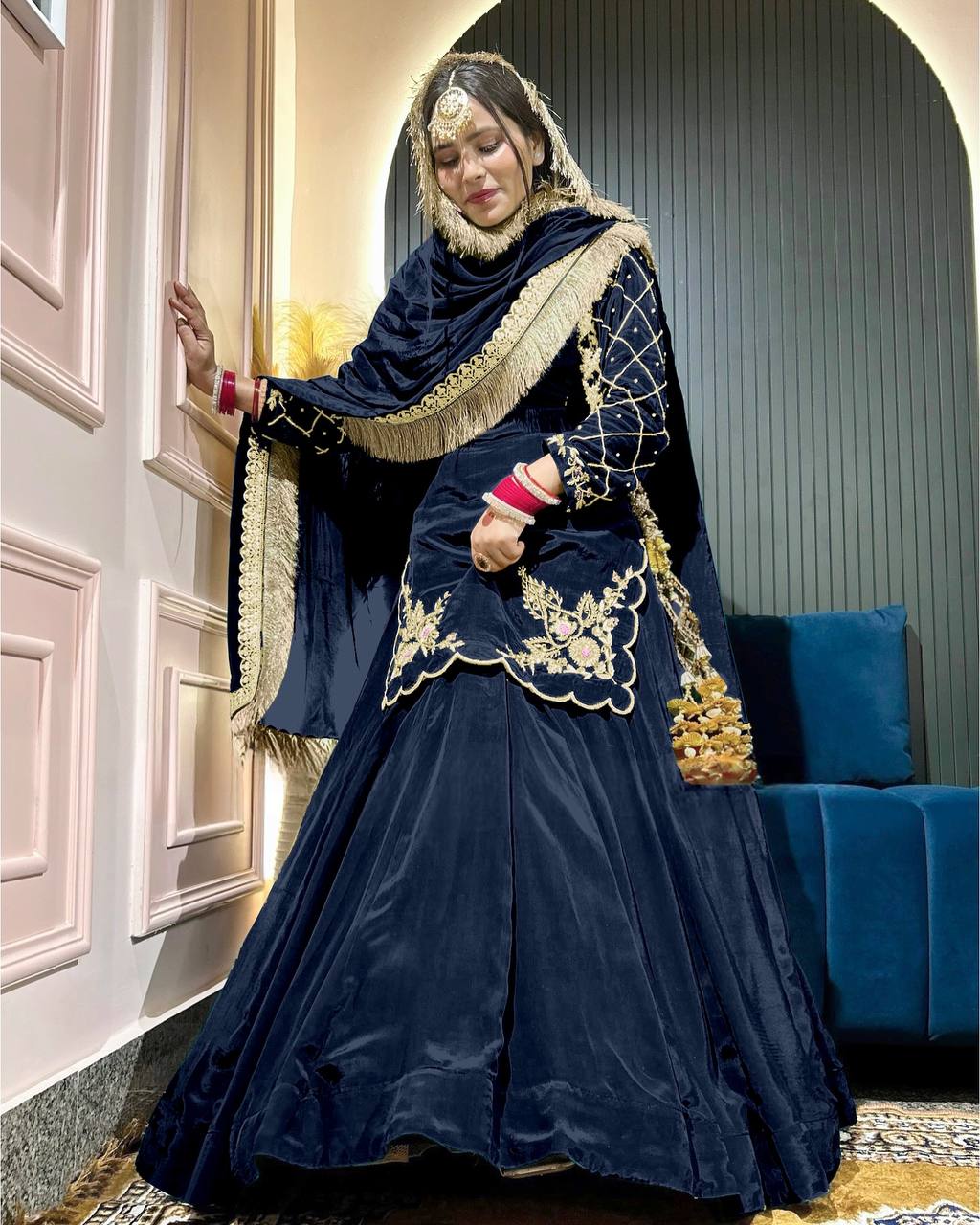 Luxury in Queens Green Embroidered Set with Dupatta