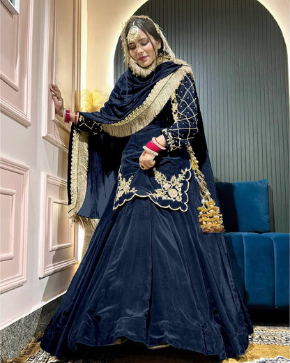 Luxury in Queens Green Embroidered Set with Dupatta