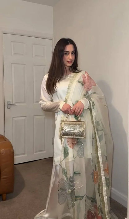 Shahi Sunehri Gold Designer Party Wear Look top with farshi plazzo Suit