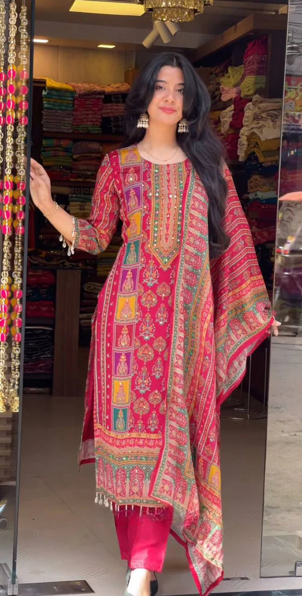 Rang-Riti Rajasthani Charm Cotton Suit Set with Mirror Work