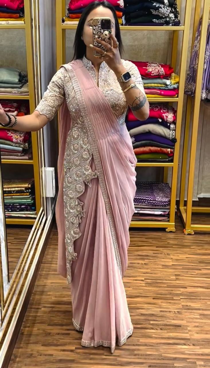 Sitara Trending Ready To Wear  Stylist Blouse Drape Saree