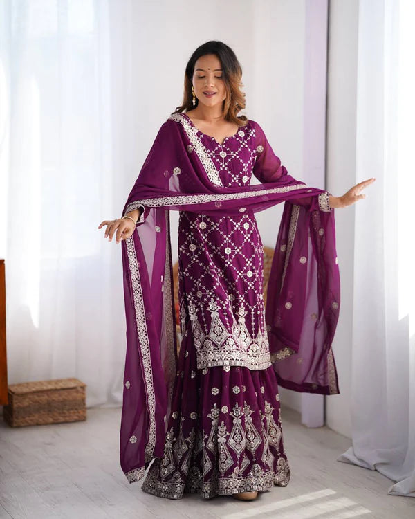 Riwaayat Faux Georgette Tradition Shararas