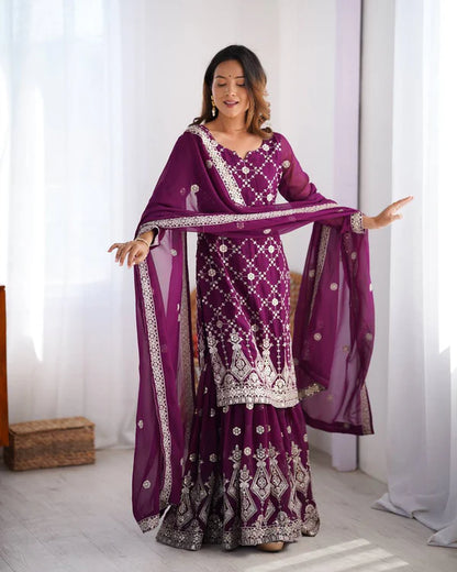 Riwaayat Faux Georgette Tradition Shararas